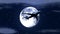 Animation of airplane flying over Moon in starry night