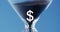 Animation of american dollar sign over hourglass