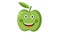 Animation with an apple in a protective mask from infection or harmful spraying. The mask gradually dissolves into a smile.