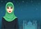 The animation Arab woman in a hijab.