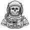 Animation Astronaut skeleton in a space suit. Monochrome drawing.