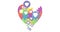 Animation of autism colourful puzzle pieces heart and heart icons on white background