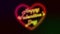 Animation background neon retro heart for Valentine day