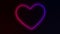 Animation background neon retro heart for Valentine day