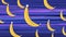 Animation of banana repeated over blue striped background