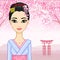 Animation beautiful Japanese girl in a traditional clothes