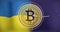 Animation of bitcoin symbol over flag of ukraine and nato