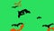 Animation Black bats on green background.