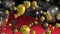 Animation of black and gold balloons over red carpet