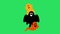 Animation black scary ghosts on green background.