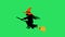 Animation Black witch on green background.