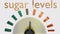 Animation blood sugar levels meter going from normal to high