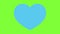 Animation of blue  heart on a green screen. Heart frame dynamic.