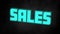 Animation of blue sales text over black background