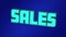 Animation of blue sales text over blue background