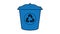 Animation of blue trash can on a white background.