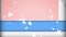 Animation of blue and white panels opening over white stars falling on pink background