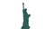 Animation of blue white and red stars moving over statue of liberty silhouette