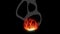 Animation of a burning campfire with smoke on a black screen.