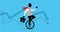 Animation of businessman cycling, rides a unicycle