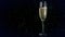 Animation of champagne glass with green network on black background