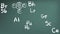 Animation of chemistry element in the Periodic table theory formula bond and tool icon moving in doodle handwriting in blackboard