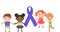 Animation of children icons over blue cancer ribbon