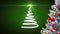 Animation of christmas tree formed with white ribbon on green background