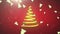 Animation of christmas tree formed with yellow ribbon and bells falling