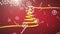Animation of christmas tree formed with yellow ribbon and candy canes and snow falling
