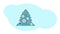 Animation christmas tree icon and snowflakes