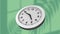 Animation of clock moving fast on green background