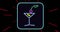 Animation of cocktail neon icon in frame over black background