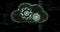 Animation of cogs in cloud and data processing over black background