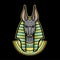 Animation color  portrait Ancient Egyptian god Anubis. Deity with canine head. God of death.