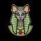 Animation color portrait Ancient Egyptian goddess Bastet Bast.with cat head.