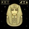 Animation color portrait: King Tutankhamun mask, ancient Egyptian pharaoh.