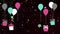 Animation of confetti, balloons and presents on black background