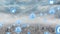 Animation of connected icons over aerial view of modern city against cloudy sky