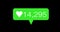 Animation count number love green icons set.
