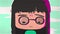 Animation of crying girl, cartoon character with dark hair and glasses, which is getting angry. Close-up.