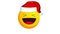 Animation of a crying with laughter yellow emoji in santa claus christmas hat isolated on white background. Positive