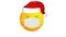Animation of a crying with laughter yellow emoji in santa claus Christmas hat and medical mask isolated on white