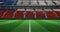 Animation of cuban flag on empty football pitch in sports stadium