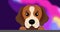 Animation of cute brown dog on colourful background