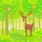 Animation deer in the wood plays at hide-and-seek with rabbits