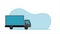 Animation of delivery truck driving and pulling up to destination