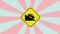 Animation of a descending road traffic sign icon with a rotating background