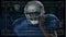 Animation of digital data processing over portrait of american football player