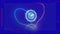 Animation of digital interface and moving clock over heart shape on blue background